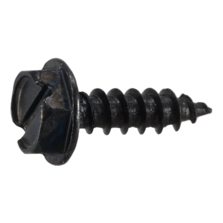 Midwest Fastener Sheet Metal Screw, #6 x 1/2 in, Black Oxide Steel Flange Hex Head Slotted Drive, 35 PK 39562